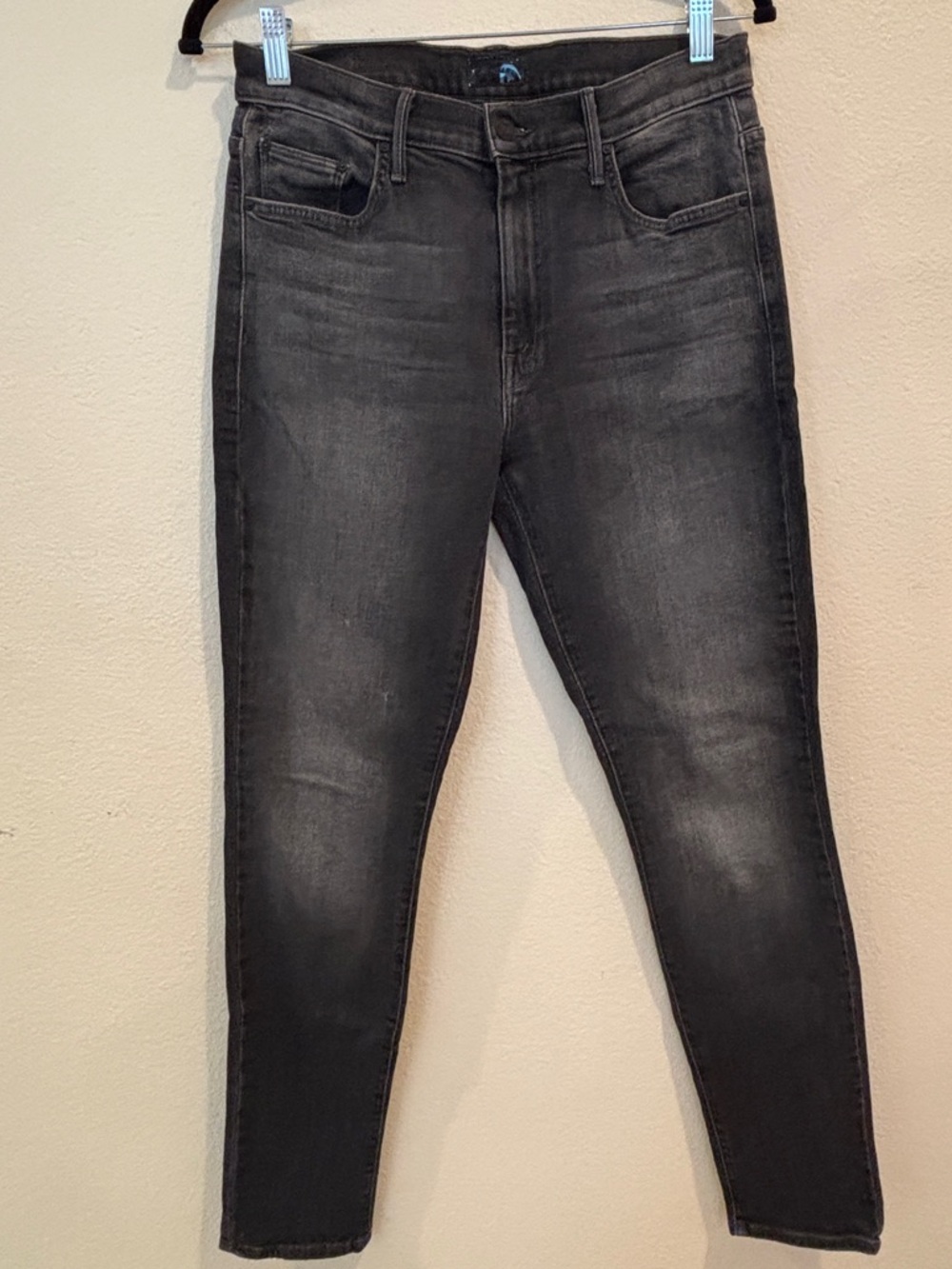 MOTHER Looker Skinny Jeans Faded Black Gray Wash Stretch Denim Mid Rise